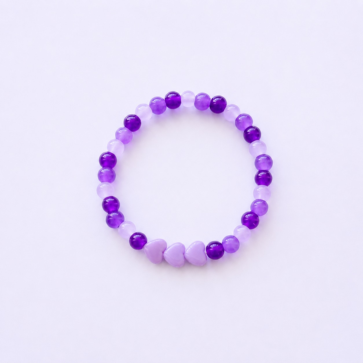 Purple Amethyst Hearts Bracelet