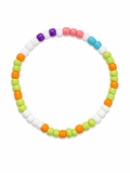 Colour Wheel beaded bracelet with lime green, orange, white, purple, pink, and turquoise beads