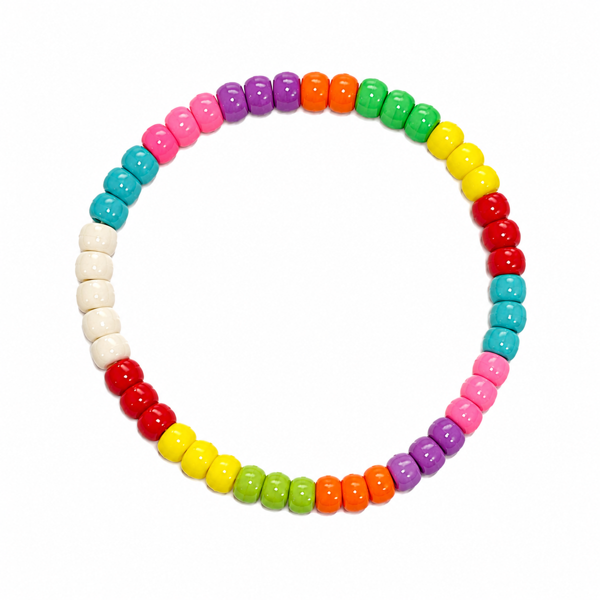 Rainbow Burst Bracelet with bold multicolour pony beads in every colour of the rainbow