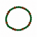 Clover & Cookie Bracelet with alternating emerald green and amber brown beads