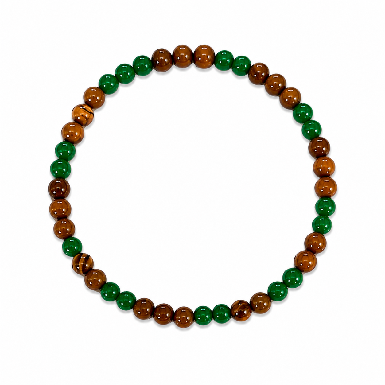 Cookie & Clover Bracelet with alternating brown tiger-striped and green beads