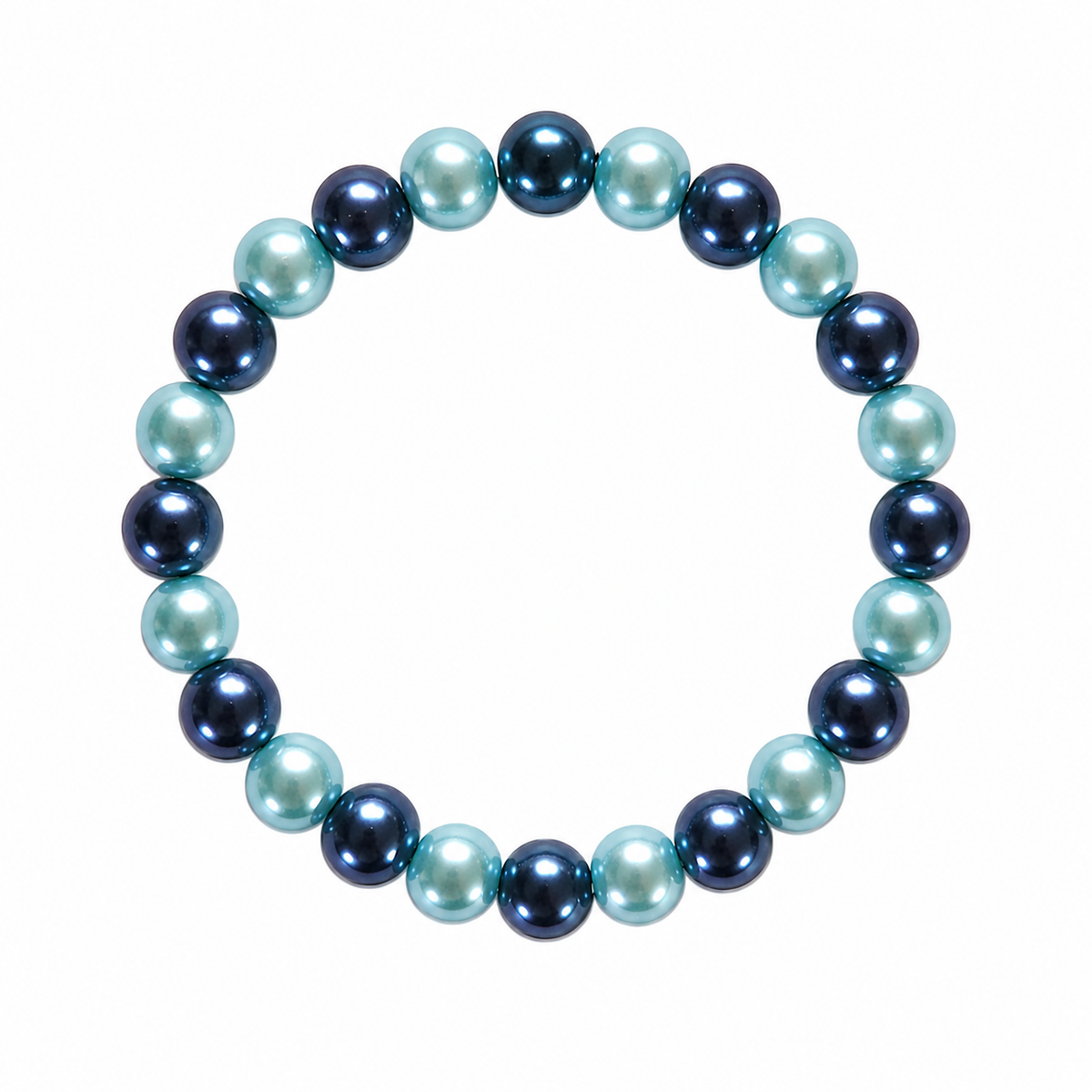 Bubble Bay Bracelet with alternating navy and mint pearl beads