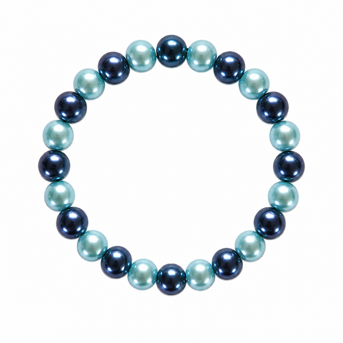 Bubble Bay Bracelet with alternating navy and mint pearl beads