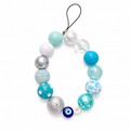 Icy Daydream Bag Charm with teal mint silver and crystal beads and snowflake evil eye and daisy details