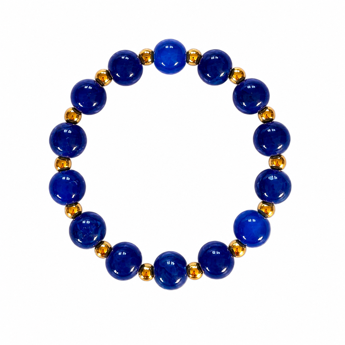 Deep Blue Bracelet with large cobalt blue beads and small gold accent beads