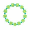 Daisy Days Bracelet with green daisy flower beads and teal accent beads