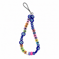 Watchful Bag Charm with navy blue and colourful evil eye beads and pony beads