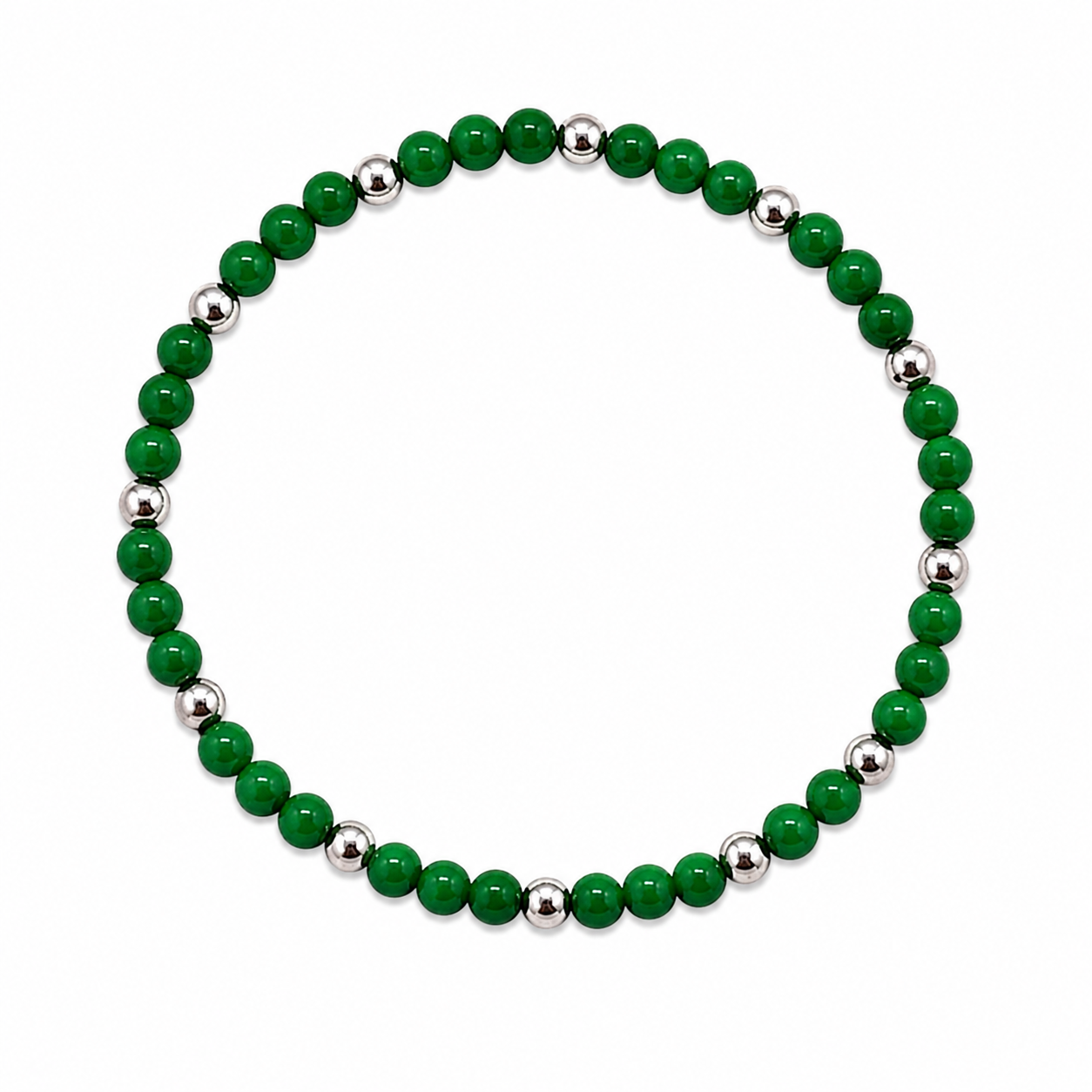 Pickle Jar Bracelet - emerald green and silver beaded bracelet