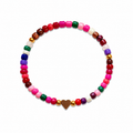 Crayon Box Bracelet - multicolour seed beads with gold beads and gold heart charm