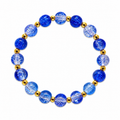 Frozen Puddle Bracelet - blue crackle glass beads with gold beads