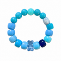 Aqua Gummy Bracelet - chunky turquoise and blue beads with a clear gummy bear charm