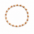 Caramel Swirl Bracelet - caramel brown, sandy beige and white barrel beads
