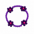 Perfectly Purple Bracelet - purple beads with four deep purple flower charms and hot pink centres