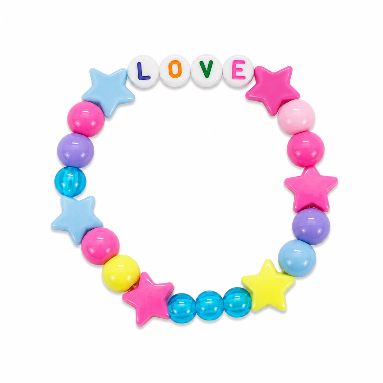Lovestruck Bracelet - colourful beads and star charms with LOVE letter beads