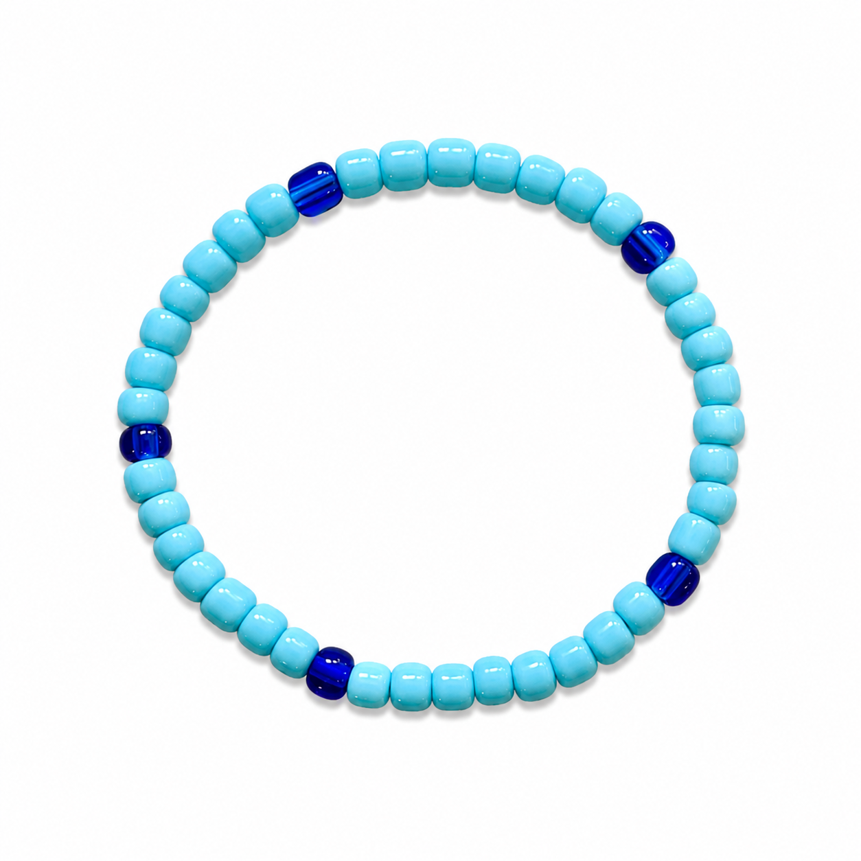 Blue Lagoon Bracelet - soft turquoise beads with cobalt blue accent beads
