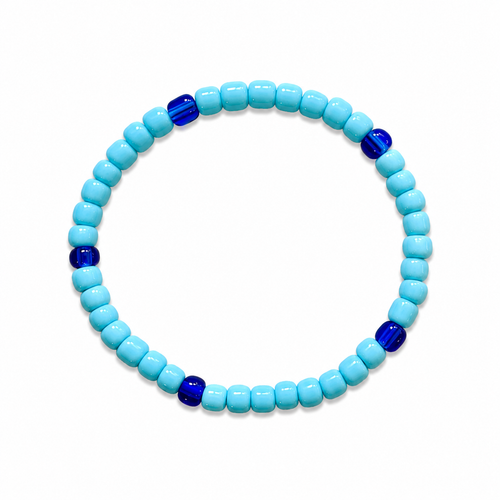 Blue Lagoon Bracelet - soft turquoise beads with cobalt blue accent beads