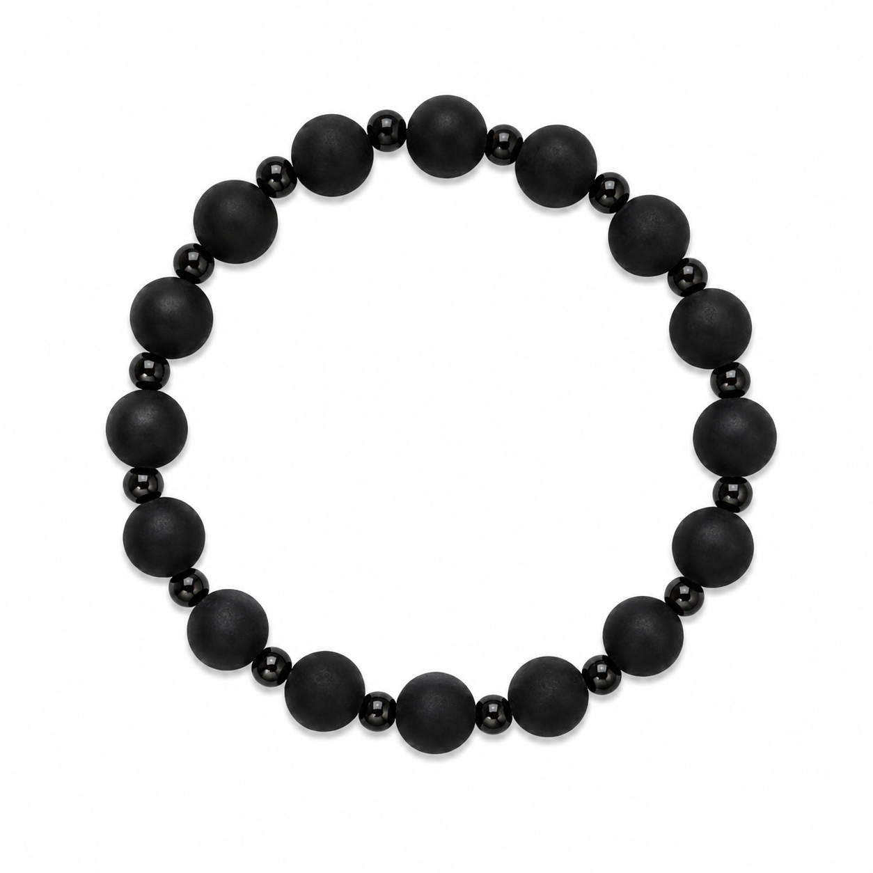 Bubble Night Bracelet with alternating matte and glossy black beads