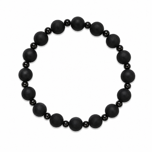 Bubble Night Bracelet with alternating matte and glossy black beads
