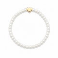Heart of Gold Bracelet white pearl beads with single gold heart bead centrepiece