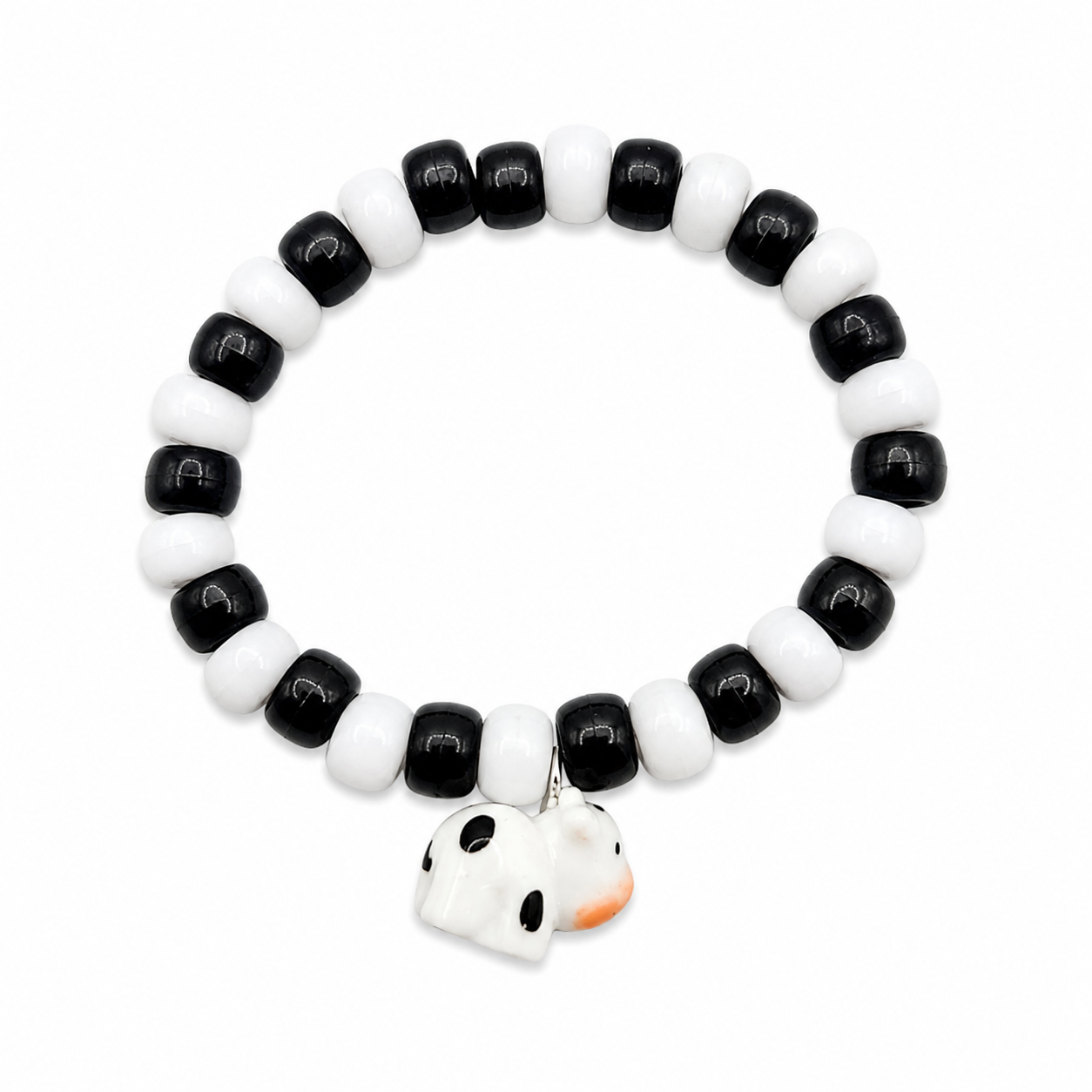 Got Milk Bracelet black and white pony beads with cow charm
