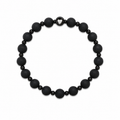 Brave Heart Bracelet with matte and glossy black beads and a heart charm