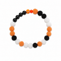 Candy Corn Bracelet with chunky orange, black and white textured beads