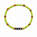 Cool Dad Bracelet with lime green seed beads, brown tiger eye beads and DAD letter cubes