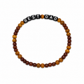 Papa Bear Bracelet with amber and brown beads and BEST DAD letter cubes