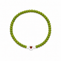 Olive Branch Bracelet with olive green seed beads and a white heart disc bead