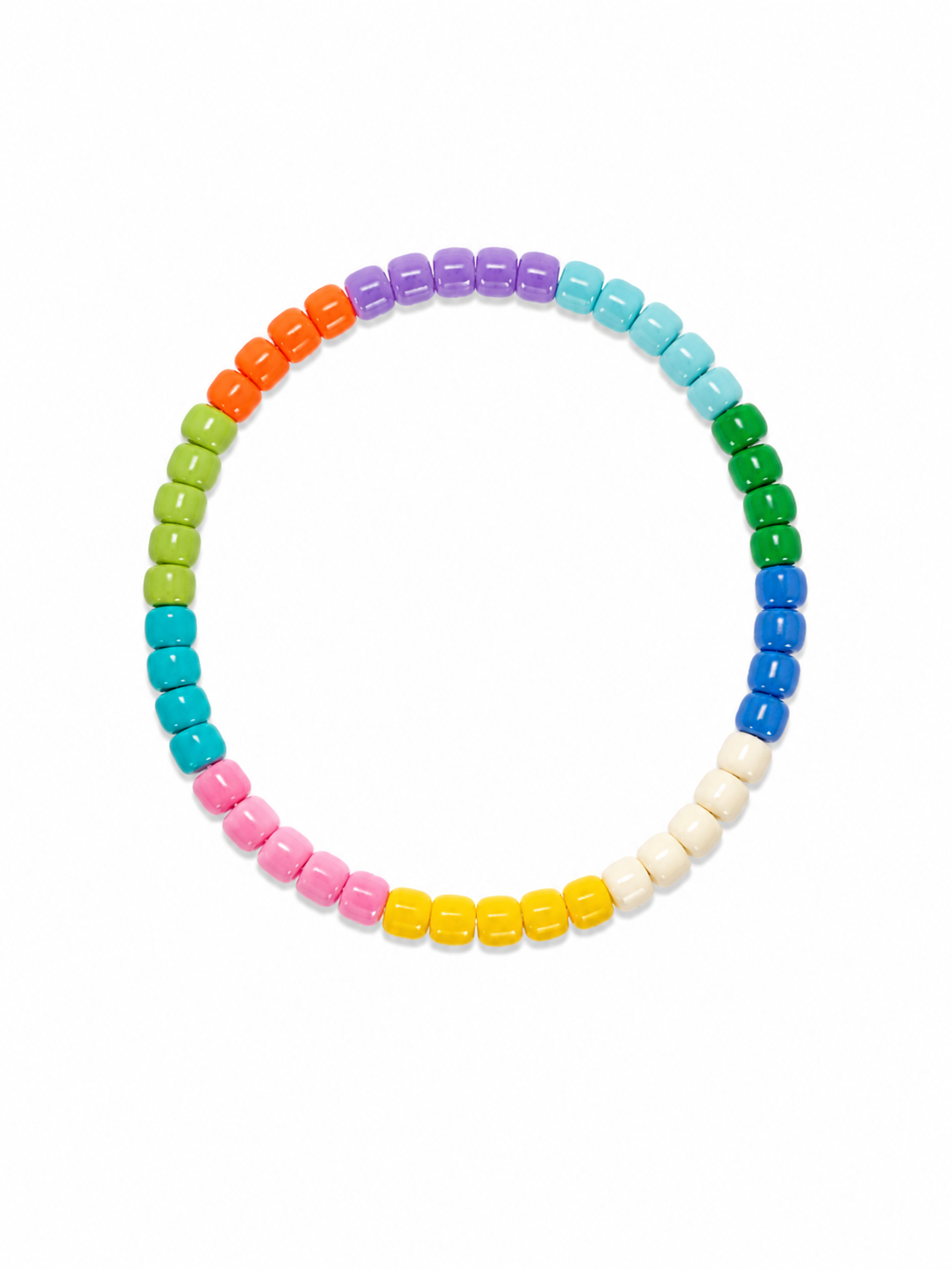 Skittles Bracelet with chunky rainbow pony beads in colour blocks