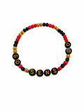 Sens Nation Bracelet with red, black and gold beads and GO SENS GO letter discs