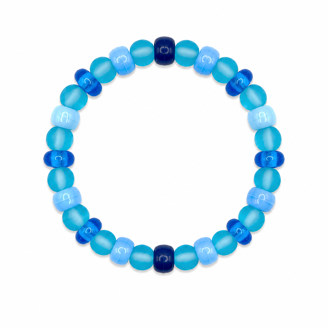 Sea Sprinkles Bracelet frosted blue beads in teal sky periwinkle and navy