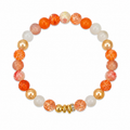 Creamsicle Bracelet orange crackle glass peach white and gold pearl beads with gold accent