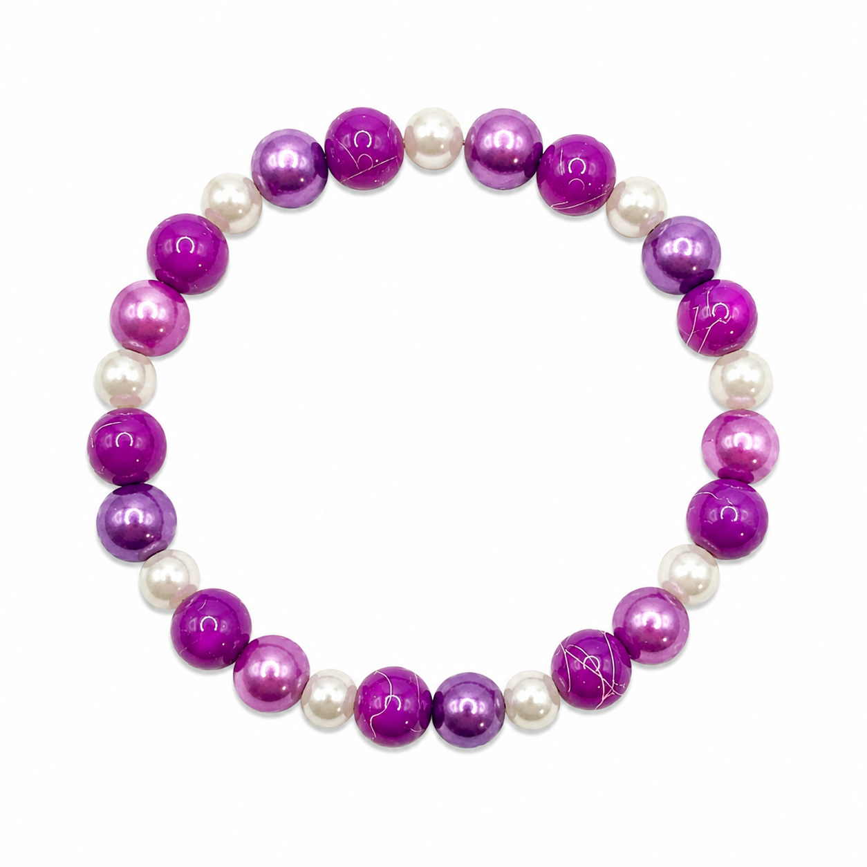 Grape Royale bracelet with purple agate and pearl beads