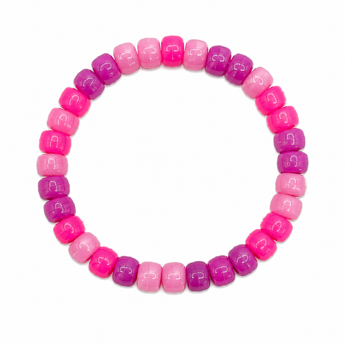 Bubblegum Bounce Bracelet with hot pink, blush, and purple chunky pony beads