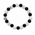 Cookies and Cream bracelet with glossy black and white marbled beads