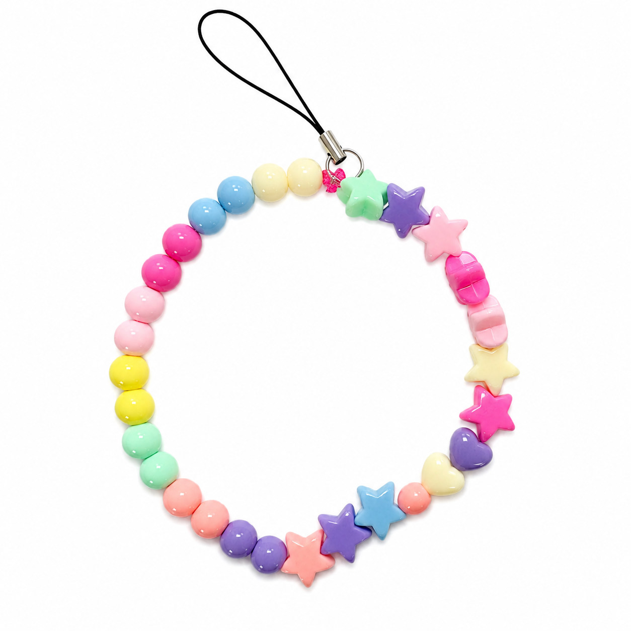 Hopscotch Dreams Bag Charm with pastel rainbow beads, star and heart charms