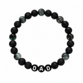 The OG Bracelet with matte black beads and DAD letter beads